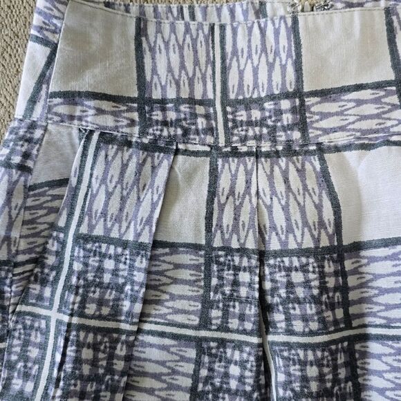Banana Republic Gray Linen Blend Plaid Pleated Skirt - Size 0 - Picture 5 of 13